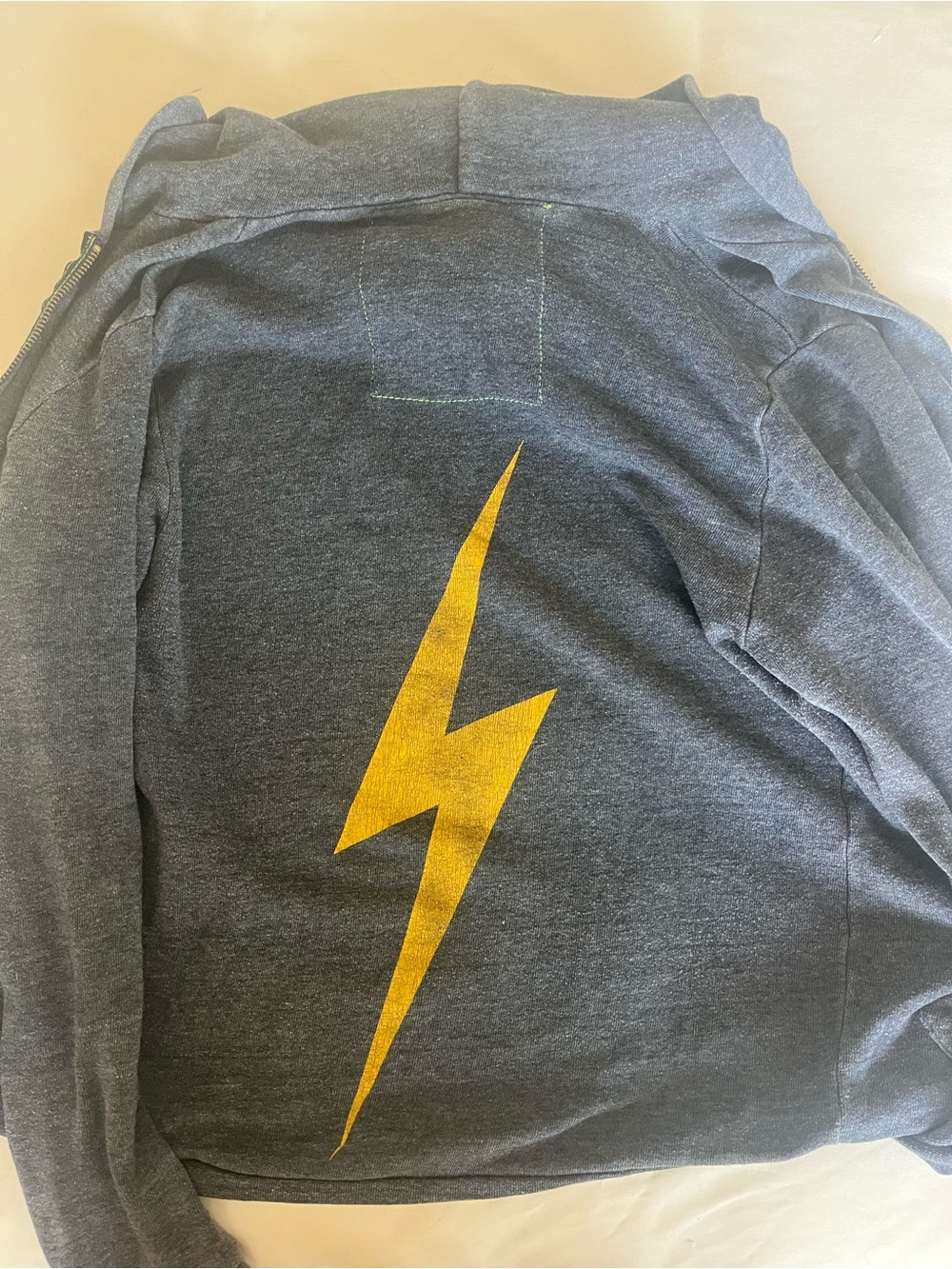 Aviator Nation Gray Zip Up with Yellow Lightning Bolt